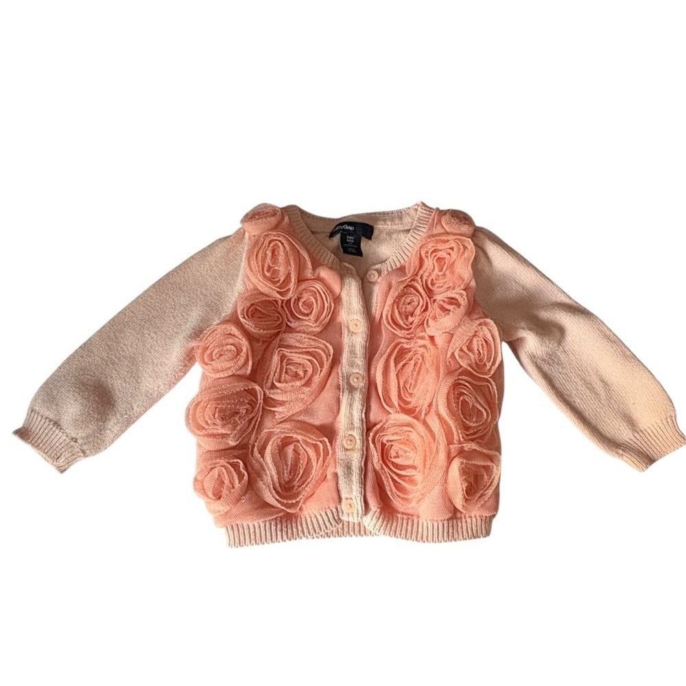 Baby GAP Peach Floral Kids Cardigan. 3-6 months.